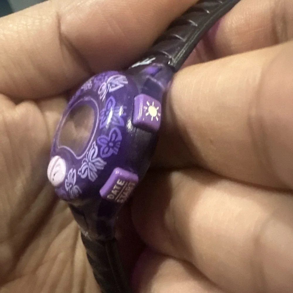 Vintage TIMEX Purple Floral Rare Digital INDIGLO Unisex Watch Fro Repair